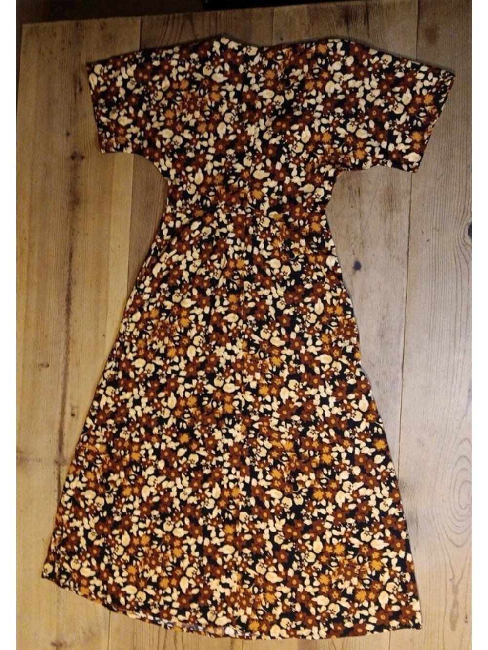Abbott Elementary Volume 1 Womens XS Midi Dress Floral A Line Draped Neck Fall